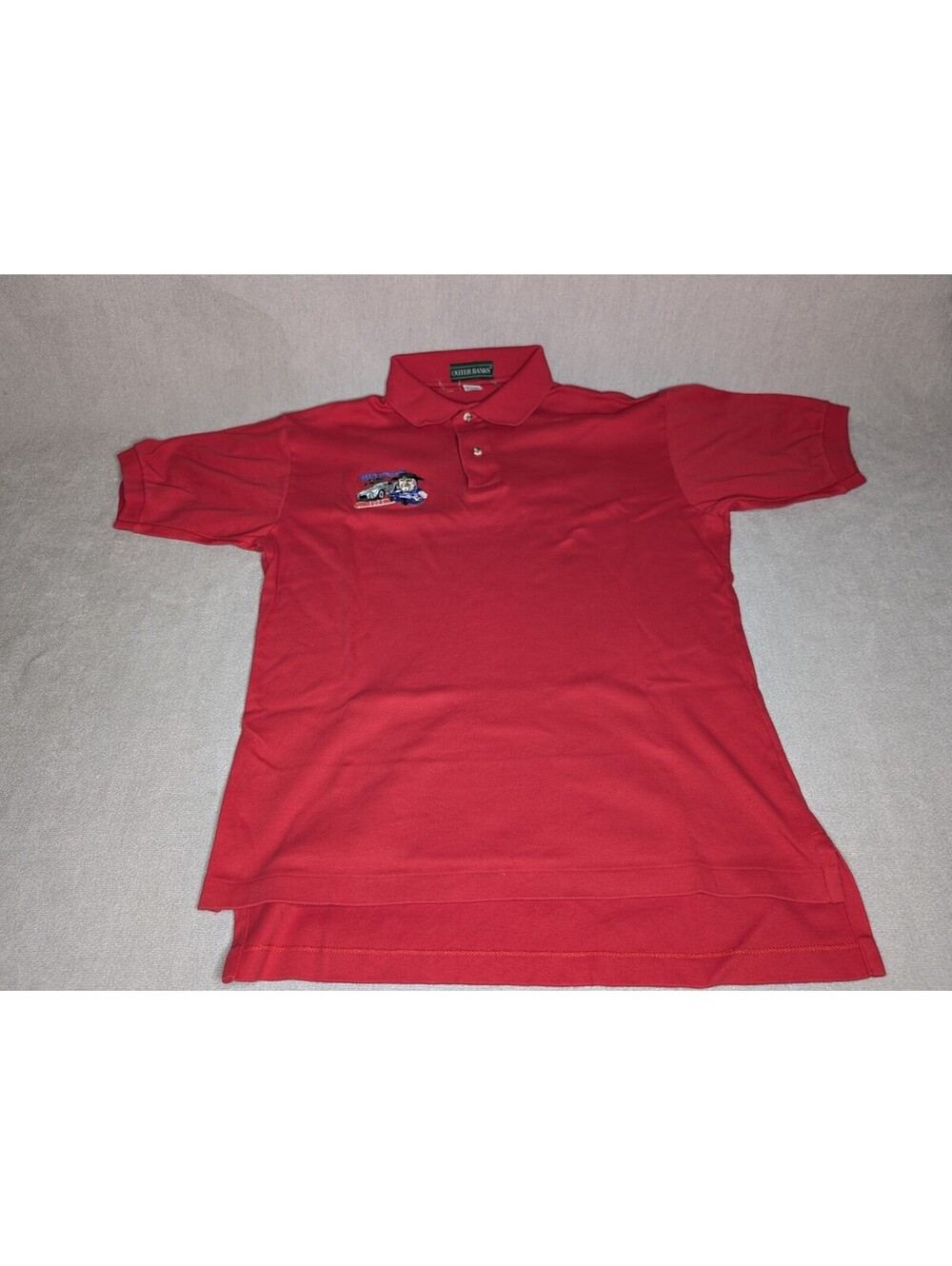 Vtg 1990 Single Stitch Polo Shirt Carroll Shelby Palm Springs Road Races Red M